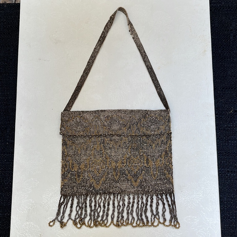 Antiquarian French, Hand Stitched (Bead By Bead) Victorian Glass Bead/Silk Purse